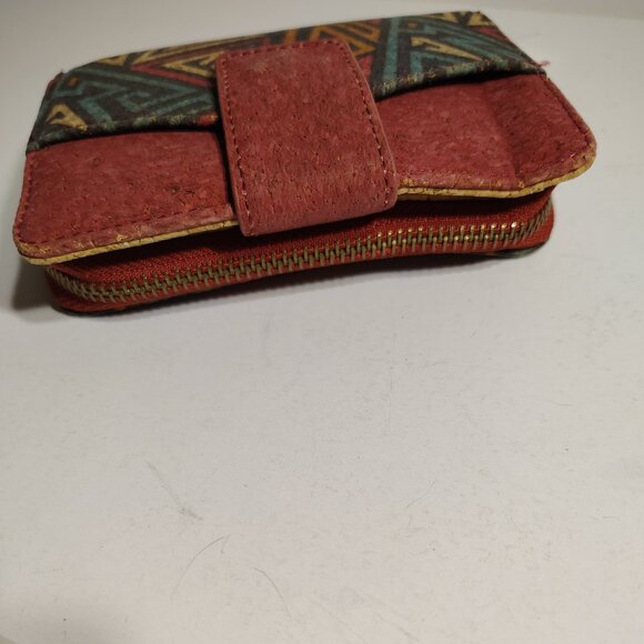 City Streetwear Los Angeles Mini Cork Wallet Retro Geometric Design Eco Friendly - Picture 6 of 11